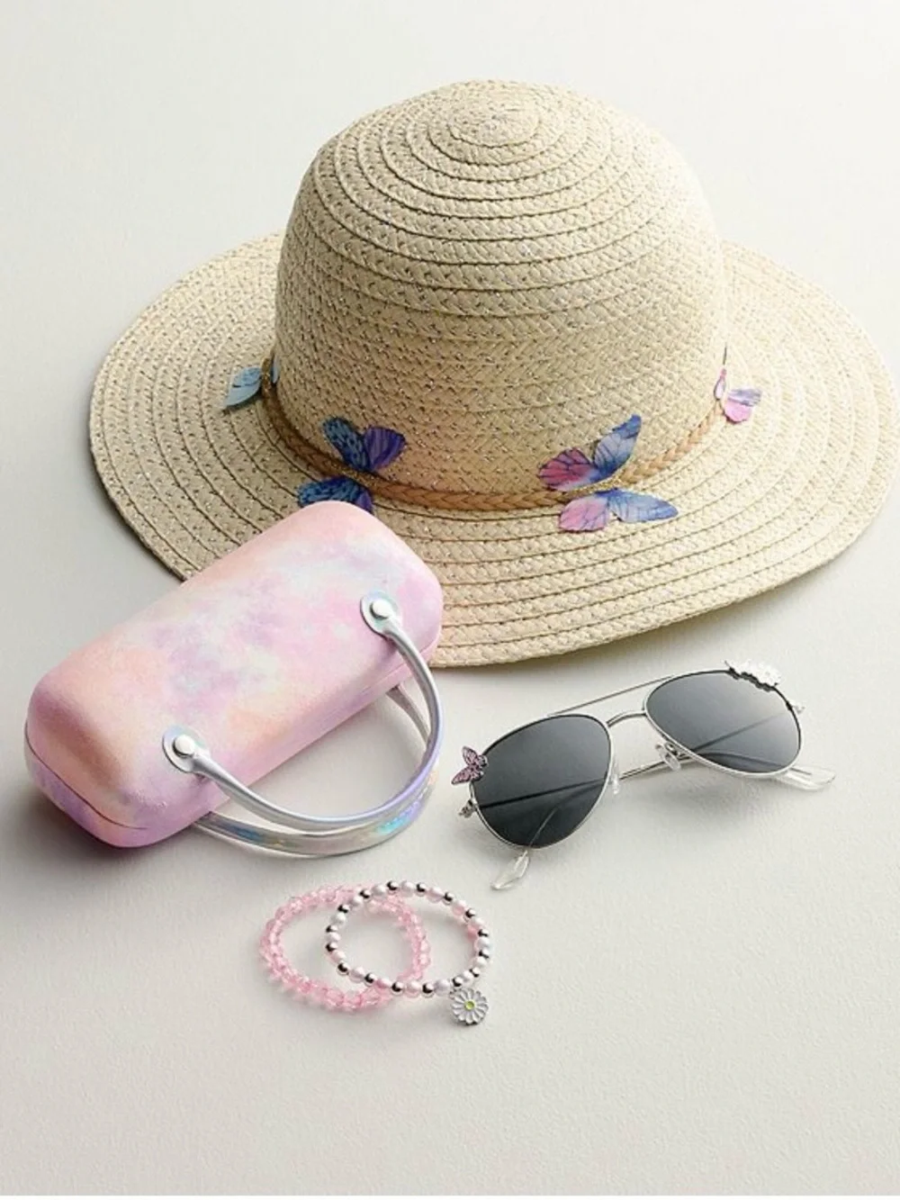 Girls Butterfly Short Brim Floppy Hat